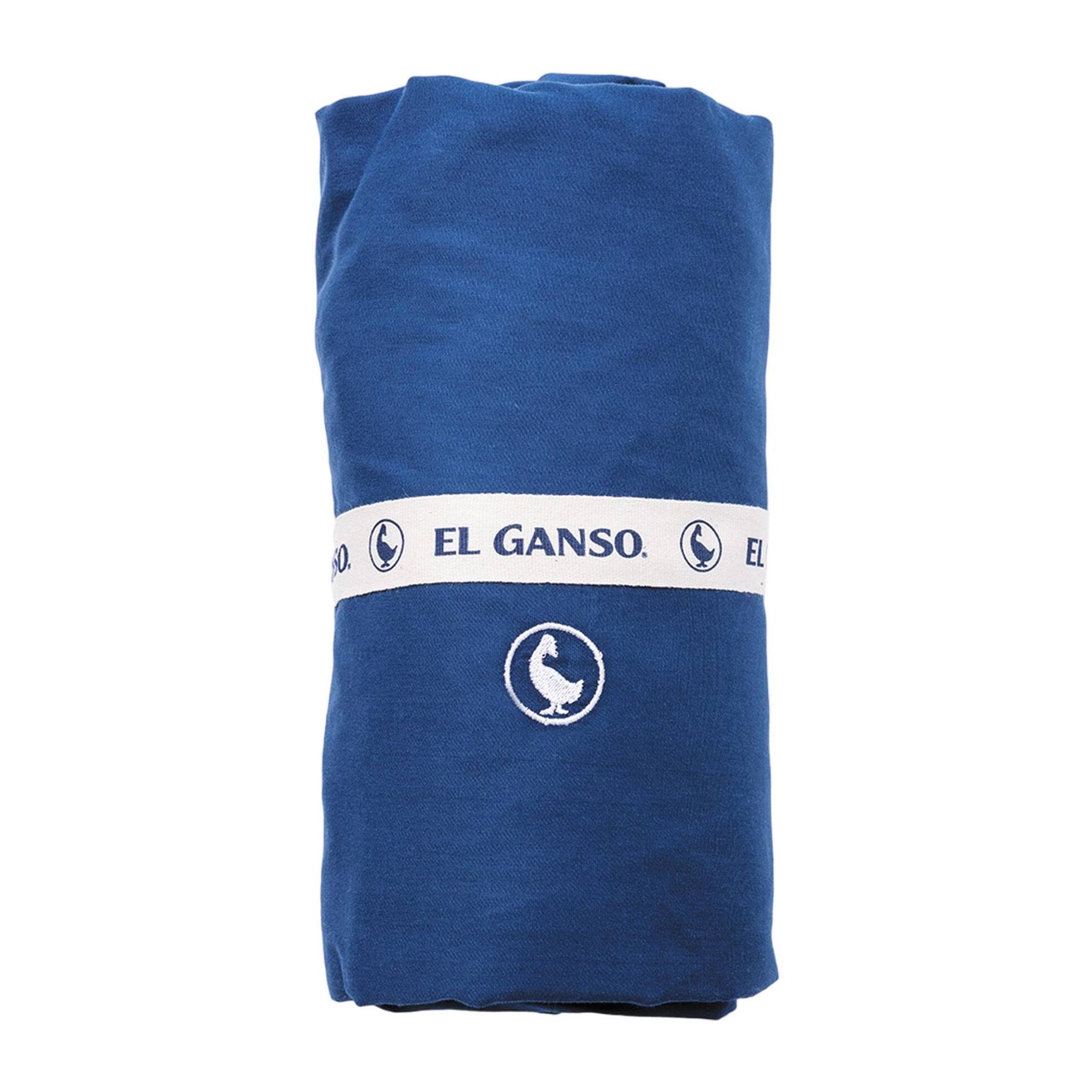 Sábana bajera (200x200+30cm solapa) 100%algodón 180tc color azul marino logo bordado el ganso