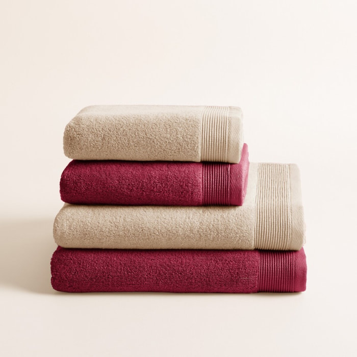 Lot de 4 serviettes Bicolores Harmony Berry-Sand - Zero Twist - 600 grammes
