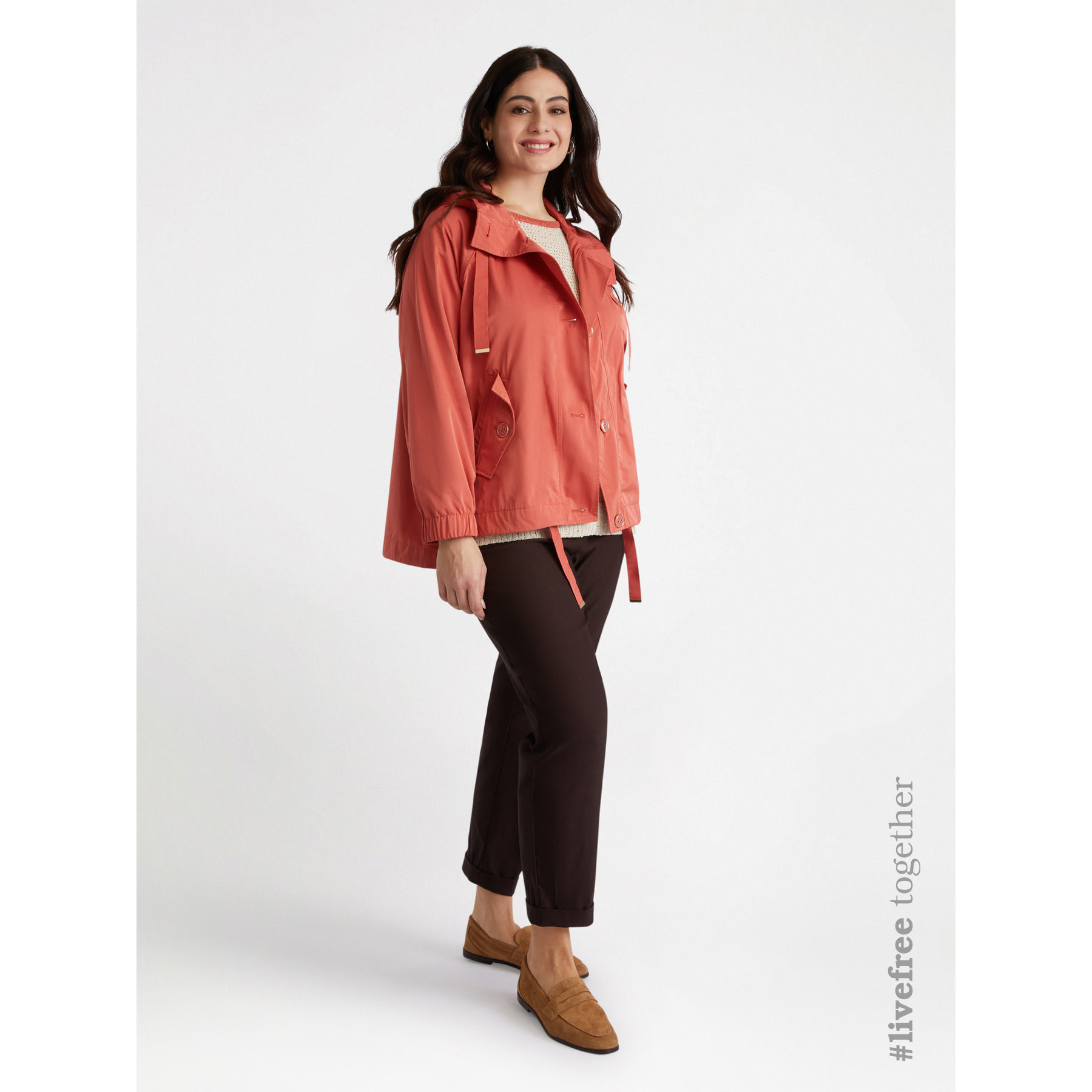 Fiorella Rubino - Parka color papaya - Naranja sol