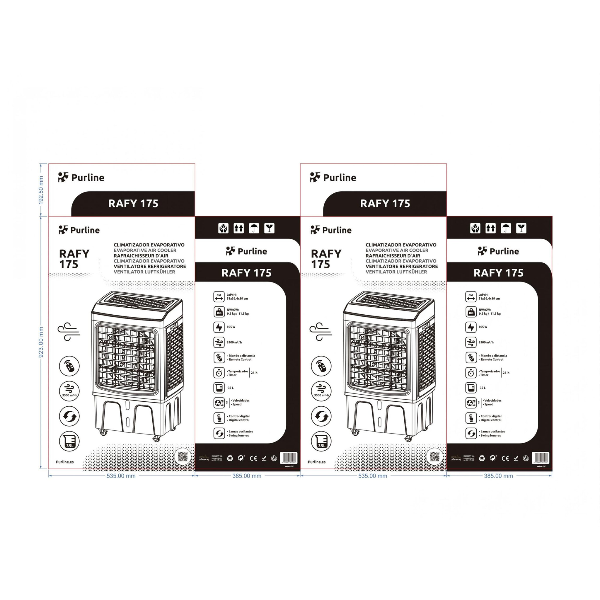 Climatizador evaporativo de gran caudal con apertura superior RAFY 175 PURLINE