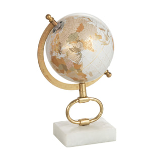 J-Line globe sur Pied Marbre - métal - blanc/or - small