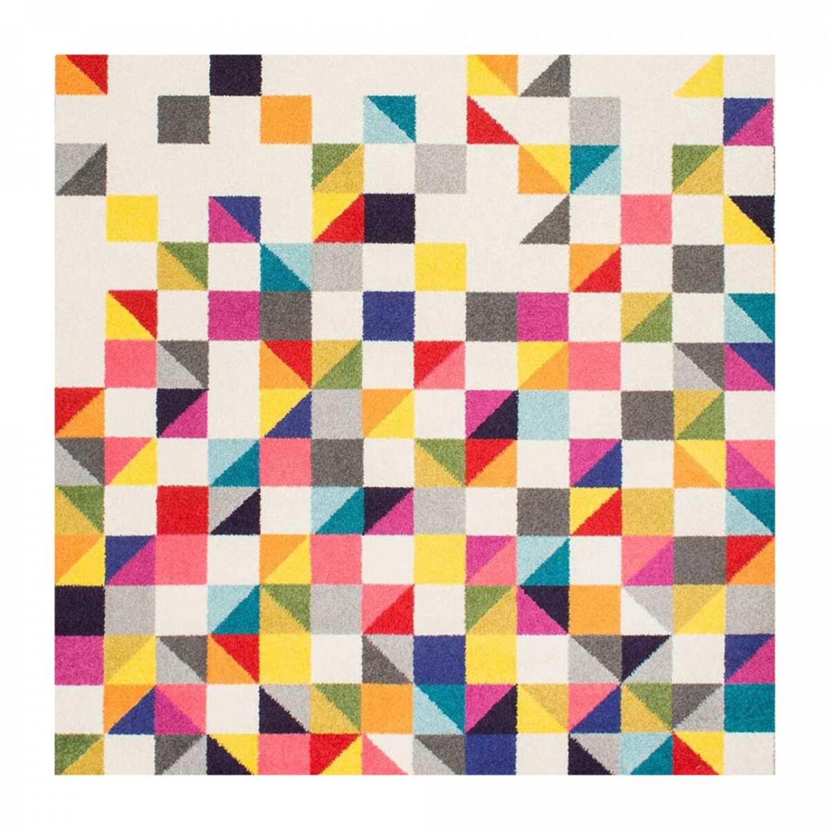 Tapis Gepa aux motifs géométriques destructurés multicolores