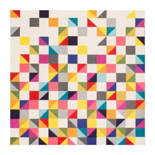 Tapis Gepa aux motifs géométriques destructurés multicolores