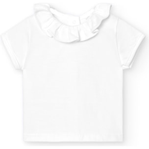 Camiseta bebé manga corta cuello volante