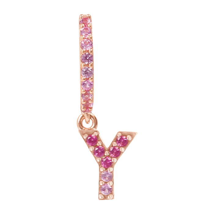 Orecchino Pendente con Lettera Y in Pavé di Cubic Zirconia Rosa