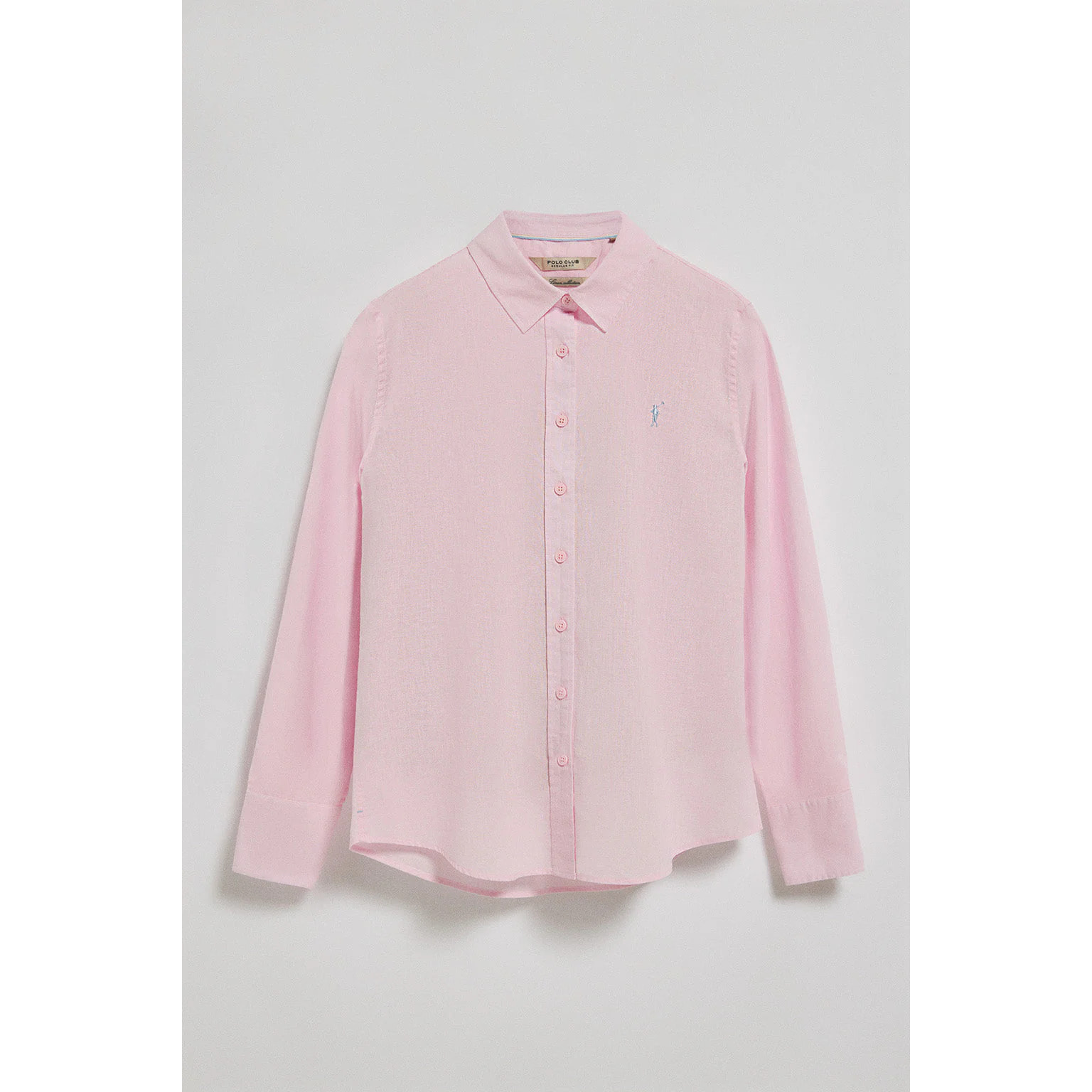 Camicia rosa regular fit in lino-cotone con ricamo Rigby Go