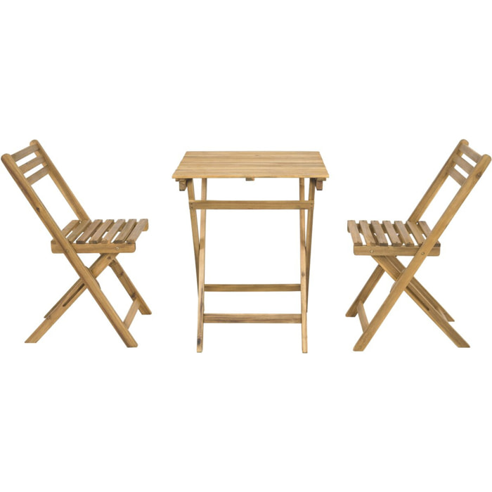 Ensemble table et chaises de jardin "Aldo" en bois - 2 places - Marron