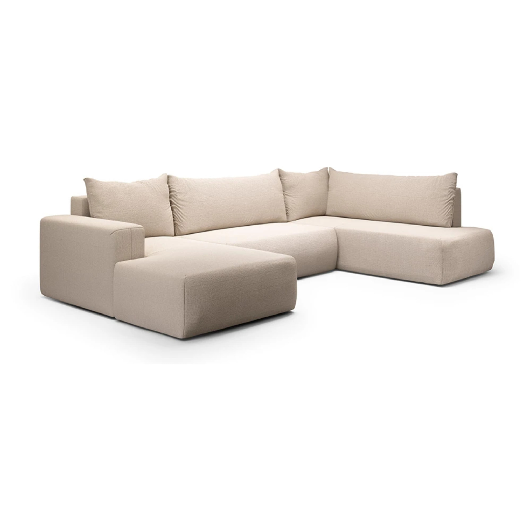 NALA - Canapé panoramique droit 5 places en tissu beige