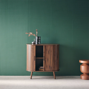 Buffet scandinave décor bois rainuré 2 portes coulissantes 80cm LEGACY