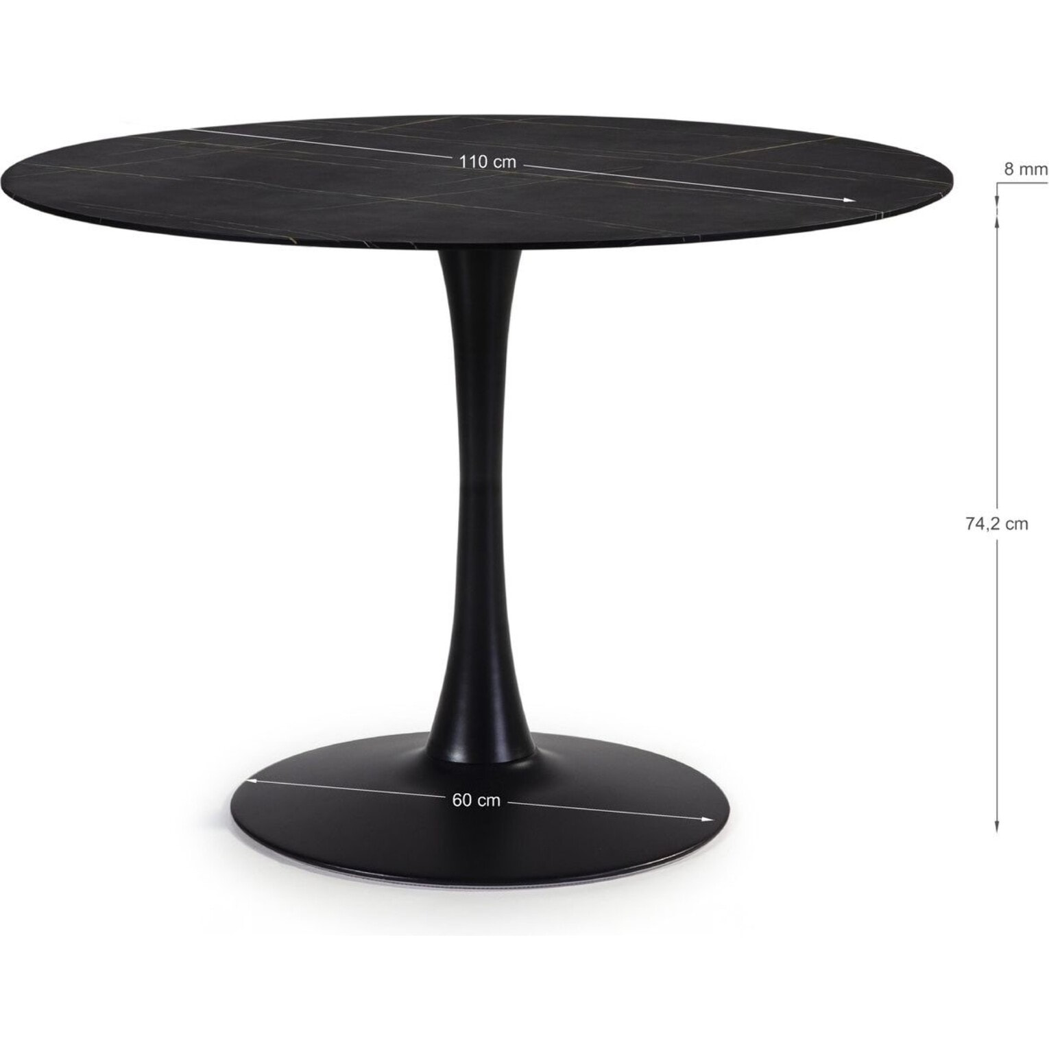 Table à manger ronde effet marbre 4 pers. - PRIMA
