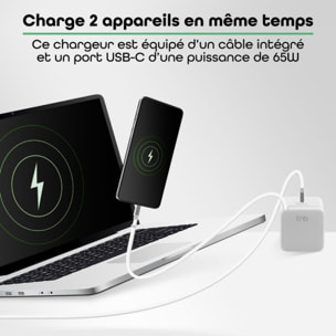 Chargeur + câble TNB GAN USB-C charge rapide + cable 70cm