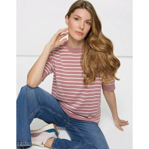 Camiseta de Punto a Rayas Rosa - Gratera