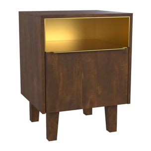 Table de chevet en bois et métal, 1 tiroir et 1 porte  - Taiko