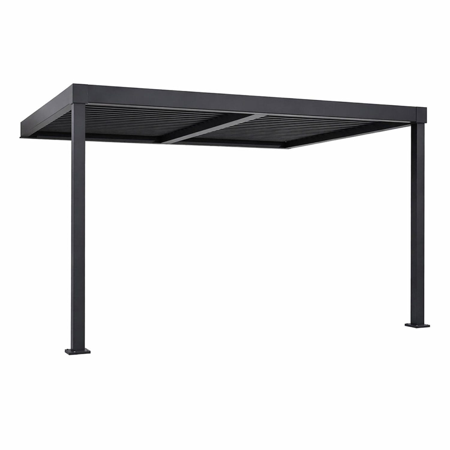 Pergola bioclimatique adossée en aluminium noir 3x3m PANAGIA