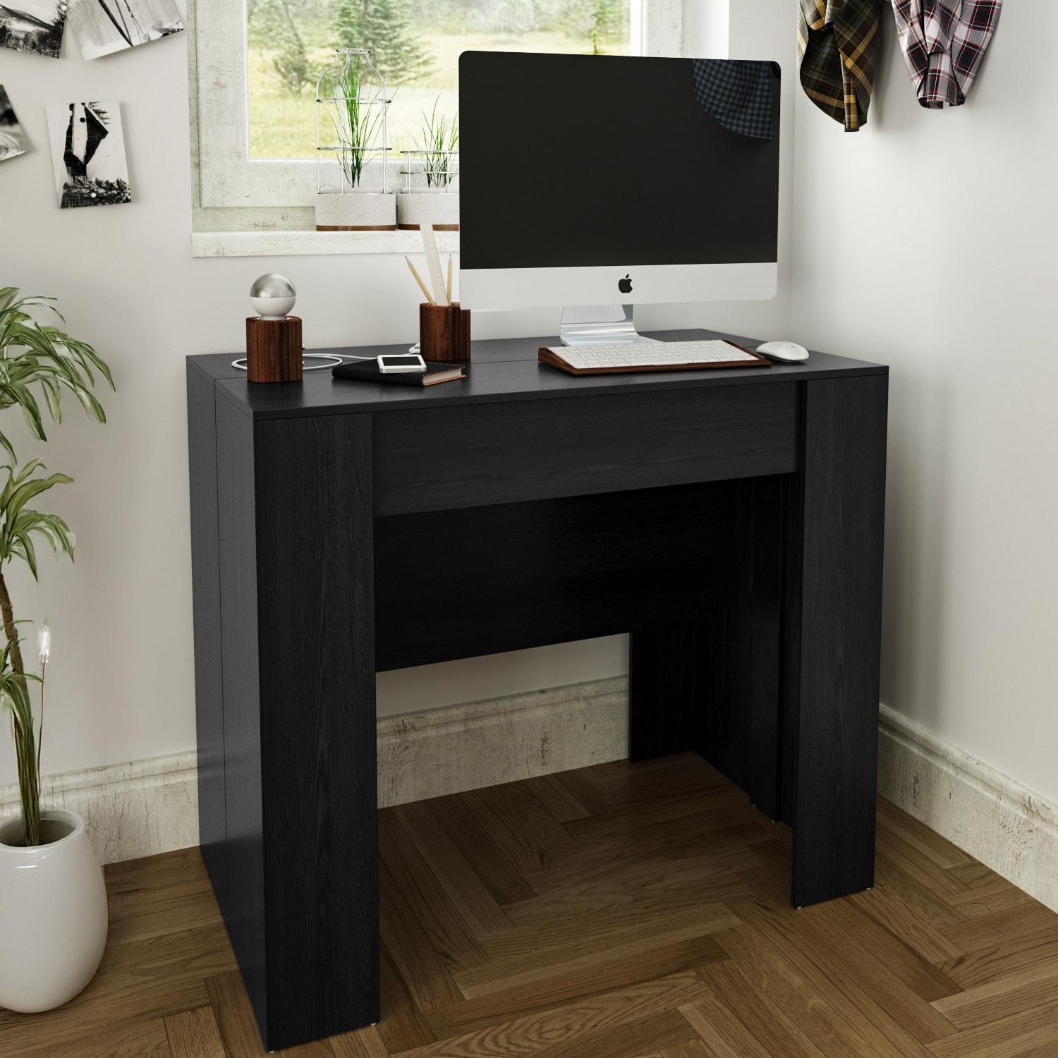 Tavolo Consolle Allungabile Oslo Plus Fino A 3 Metri Tavolo 14 Posti Salvaspazio Design Moderno Elegante Consolle Casa Ufficio 78x51x90 cm Nero
