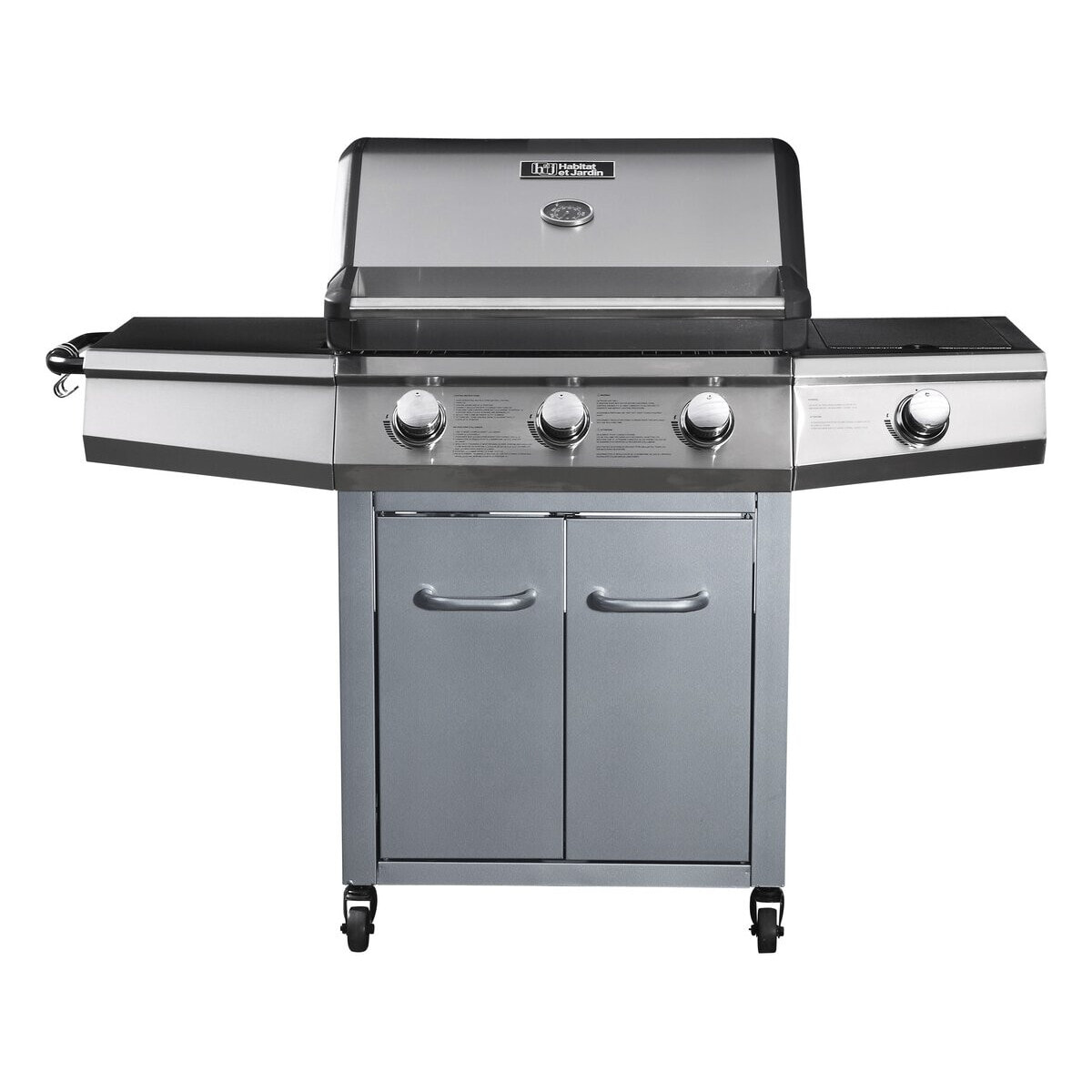 Barbecue Gaz "Bingo 4" - 4 brûleurs dont 1 latéral - 14kW + Housse protection - Argenté