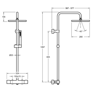 Colonne de douche thermostatique Brigitte chromé
