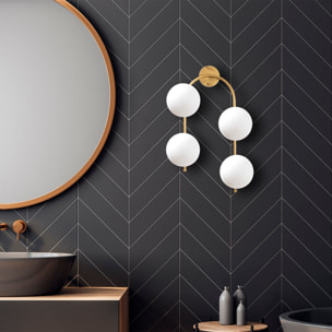 Aplique de pared curvo, 4 blancas, metal , oro brillante, 40x26x62, casquillo 4 x E14 Max 15 W