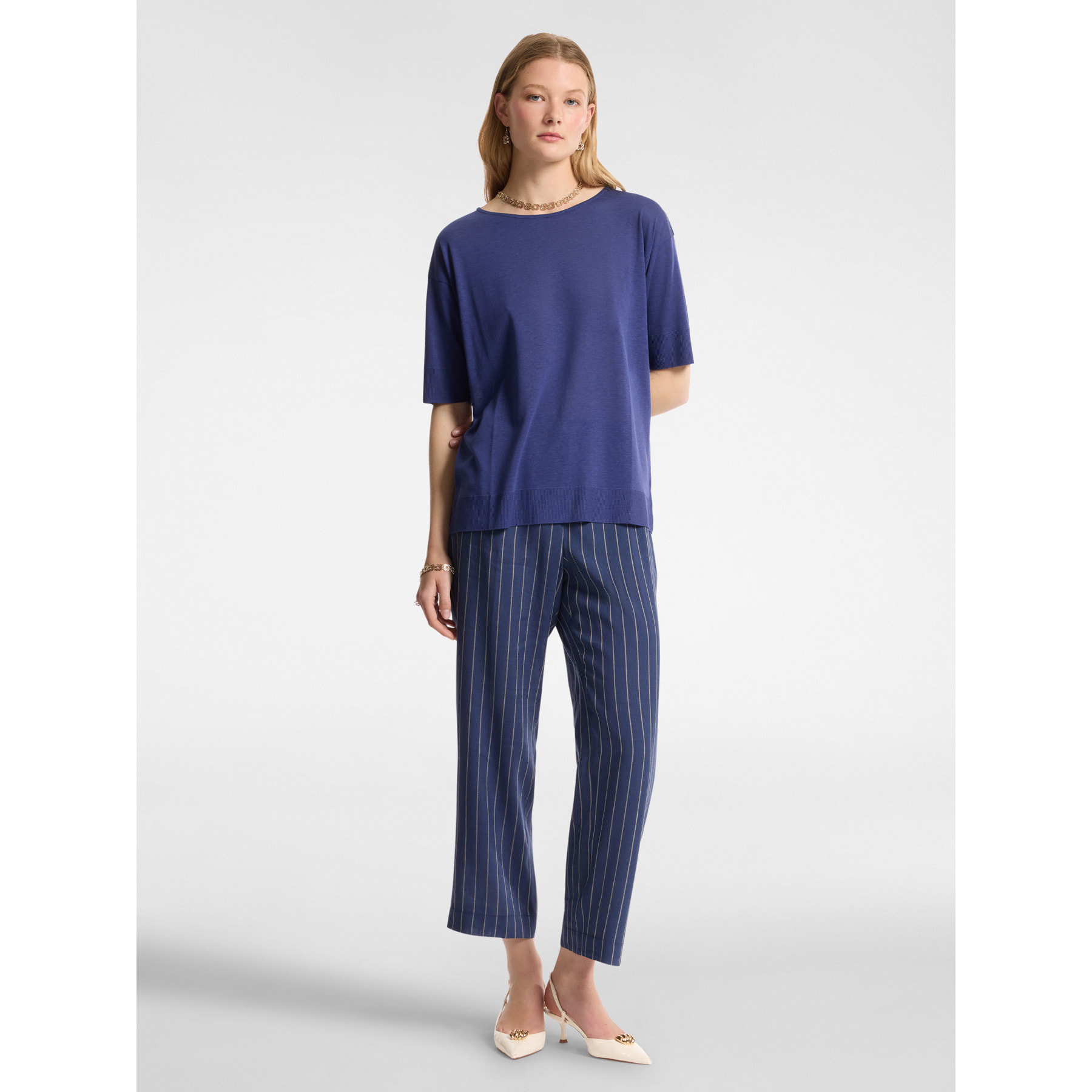 Elena Mirò - Camiseta de tejido de punto tricot - Azul