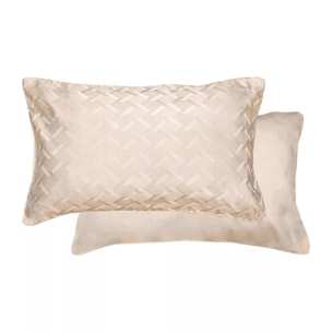 Taie d'oreiller satin de coton motif jacquard beige Adagio lin