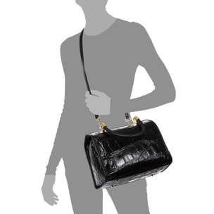 Catena Borsa tote Donna. Pelle autentica Suede Inciso Coccodrillo Grande