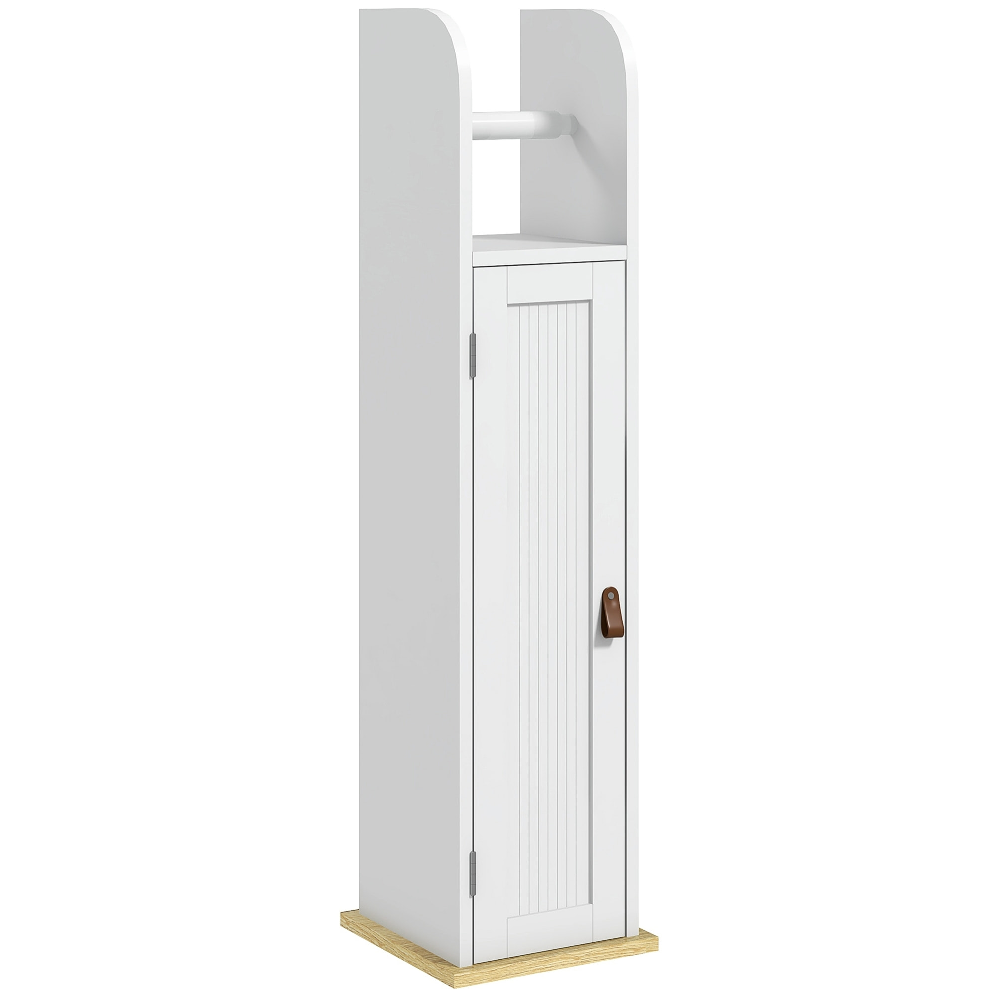 Support papier toilette - porte-papier toilette - armoire pour papier toilette - porte, 2 étagères, sortie papier blanc bois clair