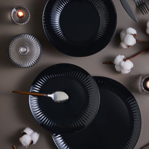 6 assiettes plates noires 25 cm Cottage - Luminarc