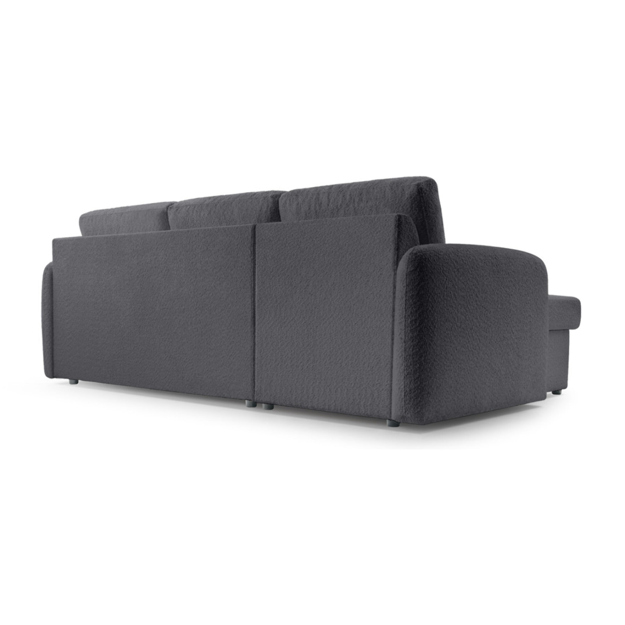 Pocatello - canapé d'angle réversible 4 places - convertible avec coffre - en tissu bouclette - Gris foncé