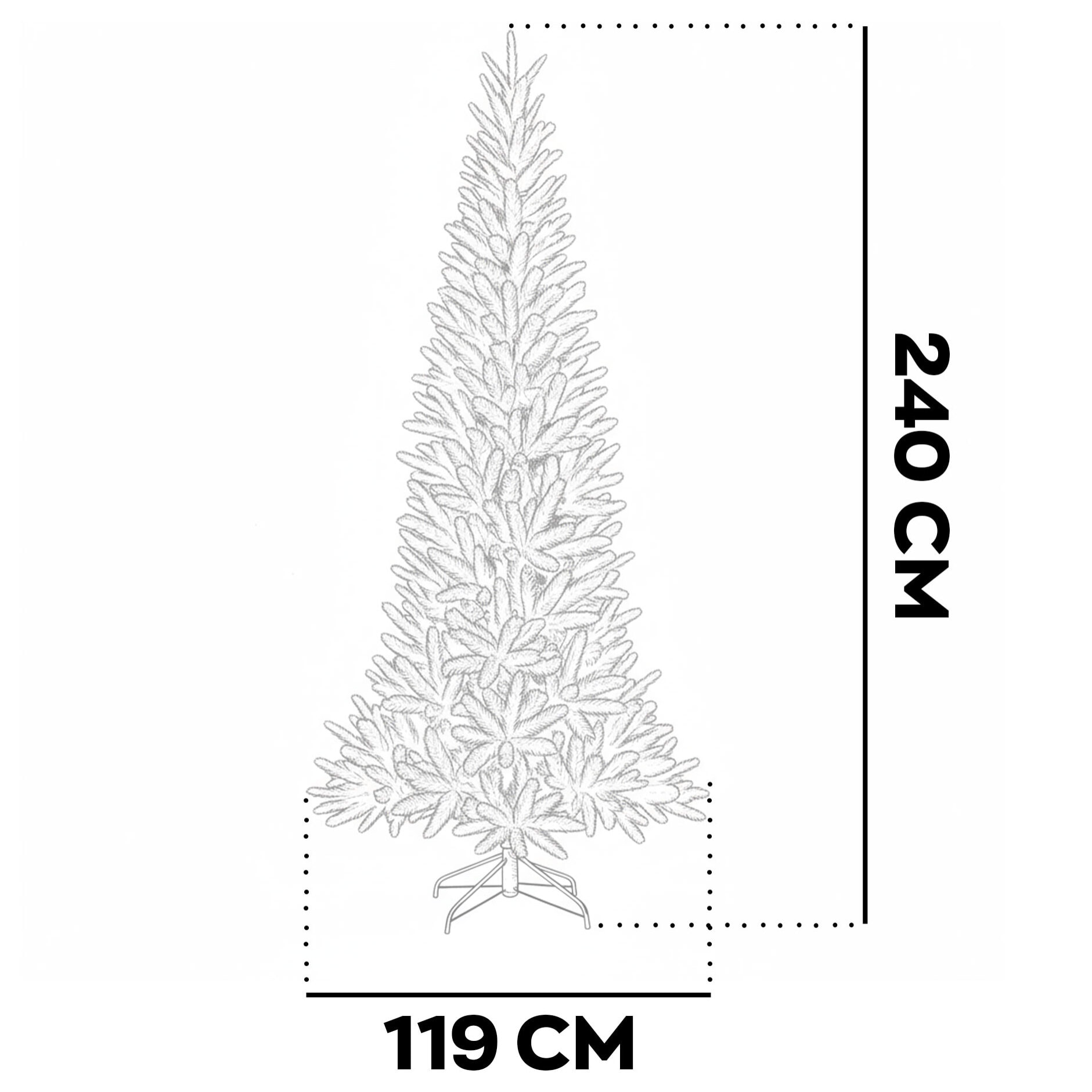 Sanoma - Albero di Natale Tradizionale in PE e PVC Ø119x240H cm, 1408 Punte