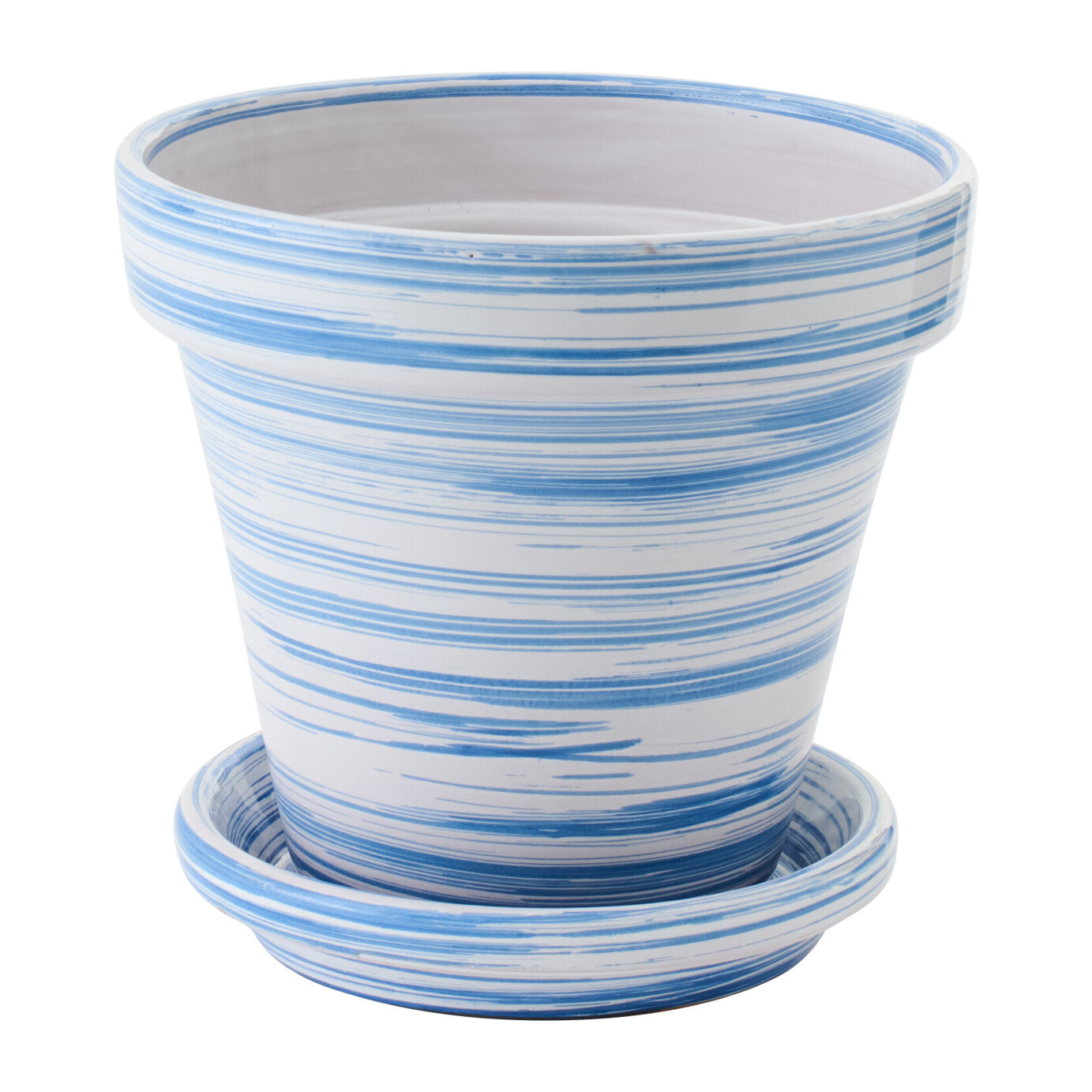 J-Line Cache-pot - céramique - bleu/blanc - medium