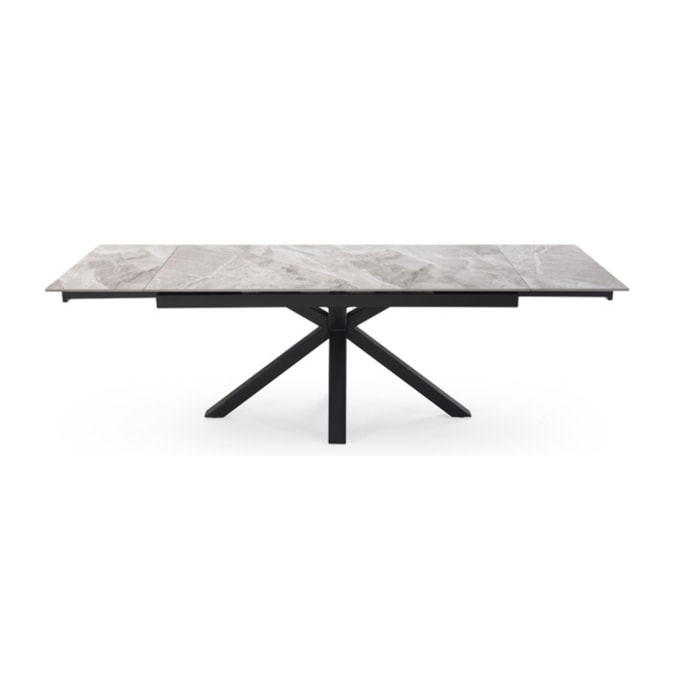 Table extensible céramique gris marbré 180/260 cm - 8 piètements - UNIK