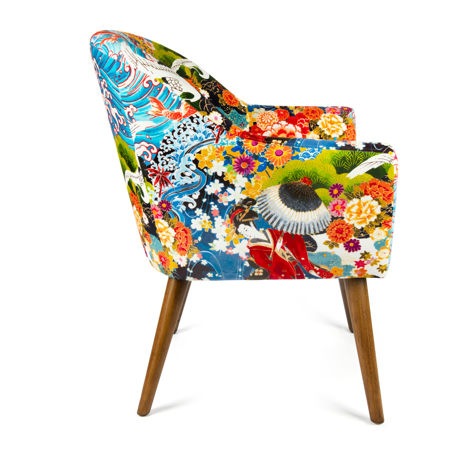 Poltrona Kimono Excelsa in poliestere e legno, 70,5 x 65 x 83 cm, multicolore