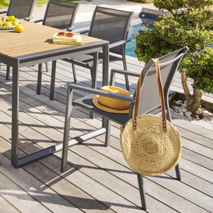 Fauteuil de jardin empilable "Essentia" anthracite & graphite en aluminium traité en epoxy