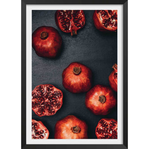 Affiche collection gros plan sur la grenade Affiche + cadre en bois - Noir