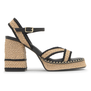 Sandalia Vanish tacón forrado en yute trenzado con hebilla y escote en V