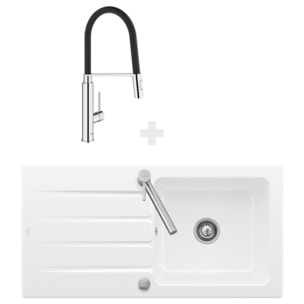 Evier 100 x 51 cm Architectura 60 Blanc + Robinet cuisine GROHE Concetto