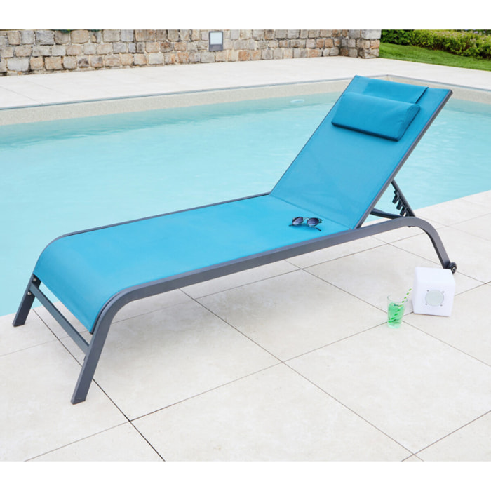 Transat de jardin en acier - bleu canard - GOZO