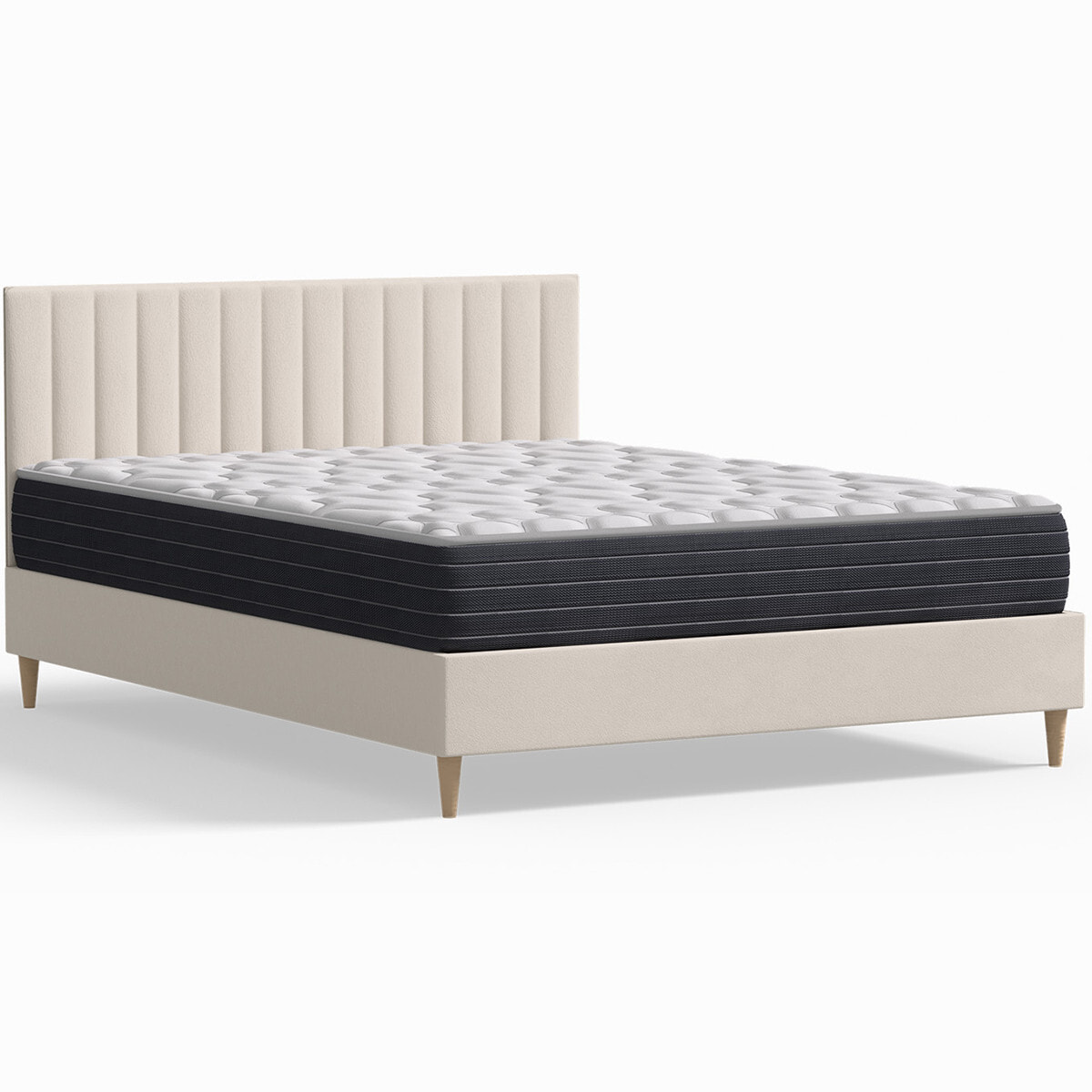 Pack lit en velours + Matelas mémoire de forme - ELIOT & MEMO HR