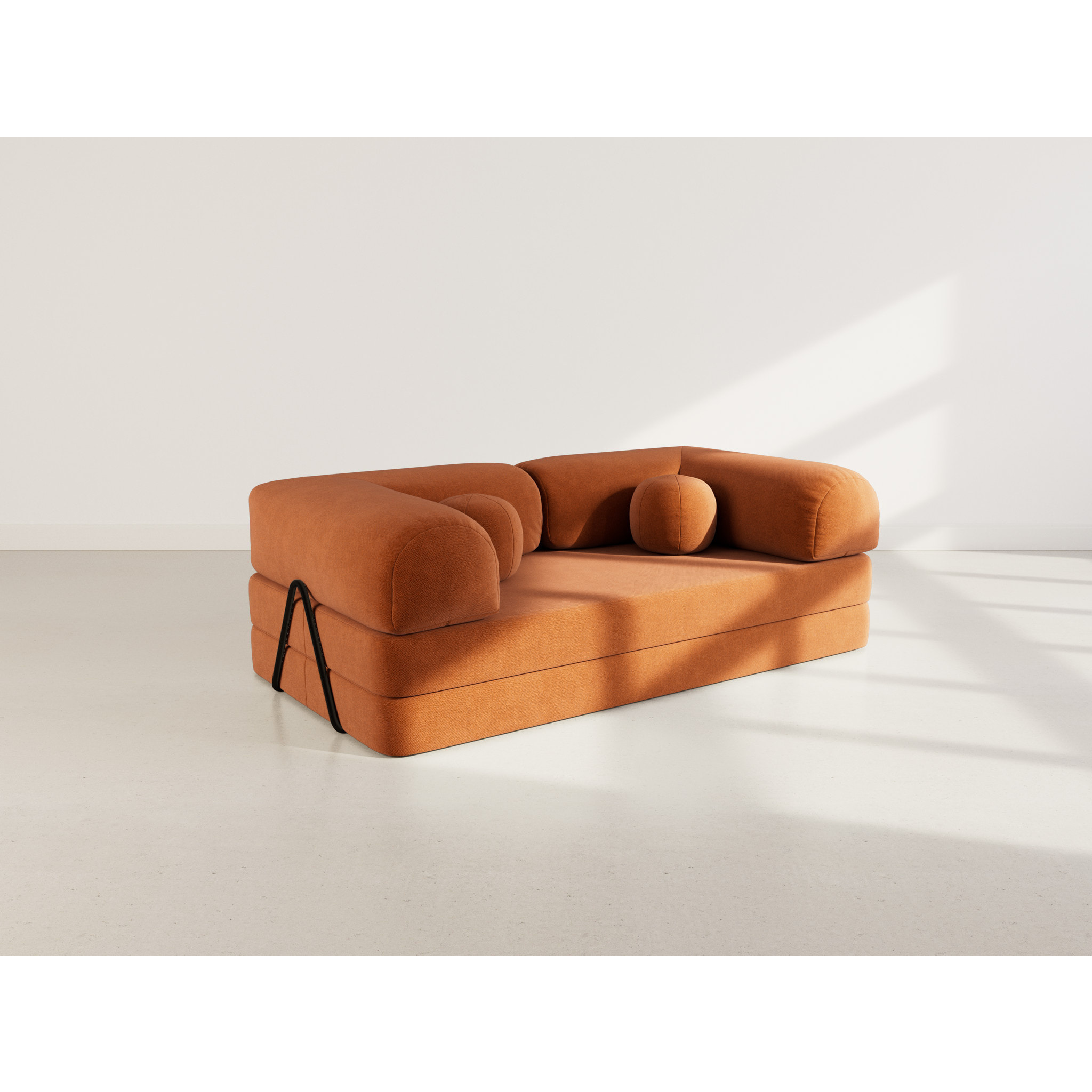 Nebula - Canapé 3 places convertible en velours texturé - Terracotta
