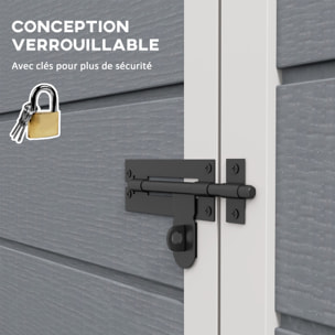 Abri de jardin - remise pour outils - cabanon porte verrouillable, fenêtre - dim. 151L x 92l x 193H cm - alu PP gris blanc