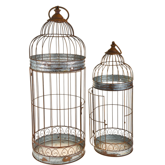 Set Di 2 Gabbie Metallo 43Xh.120 Cm - Pezzi 1 - 43X116X43cm - Colore: Marrone - Bianchi Dino - Decori Casa E Complementi