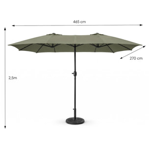 Parasol rectangulaire double 2,7x4,6m vert CABIATE