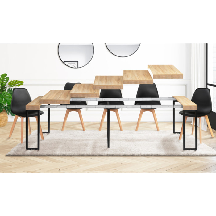Console extensible Memphis - plusieurs dimensions - Bois / Noir