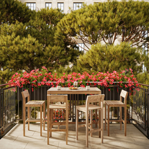 Lot de 2 chaises de bar extérieur en bois de teck massif - Tunga