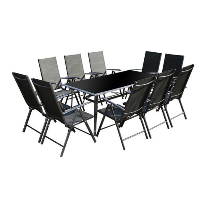 Table de jardin et 10 chaises en aluminium BARATHE