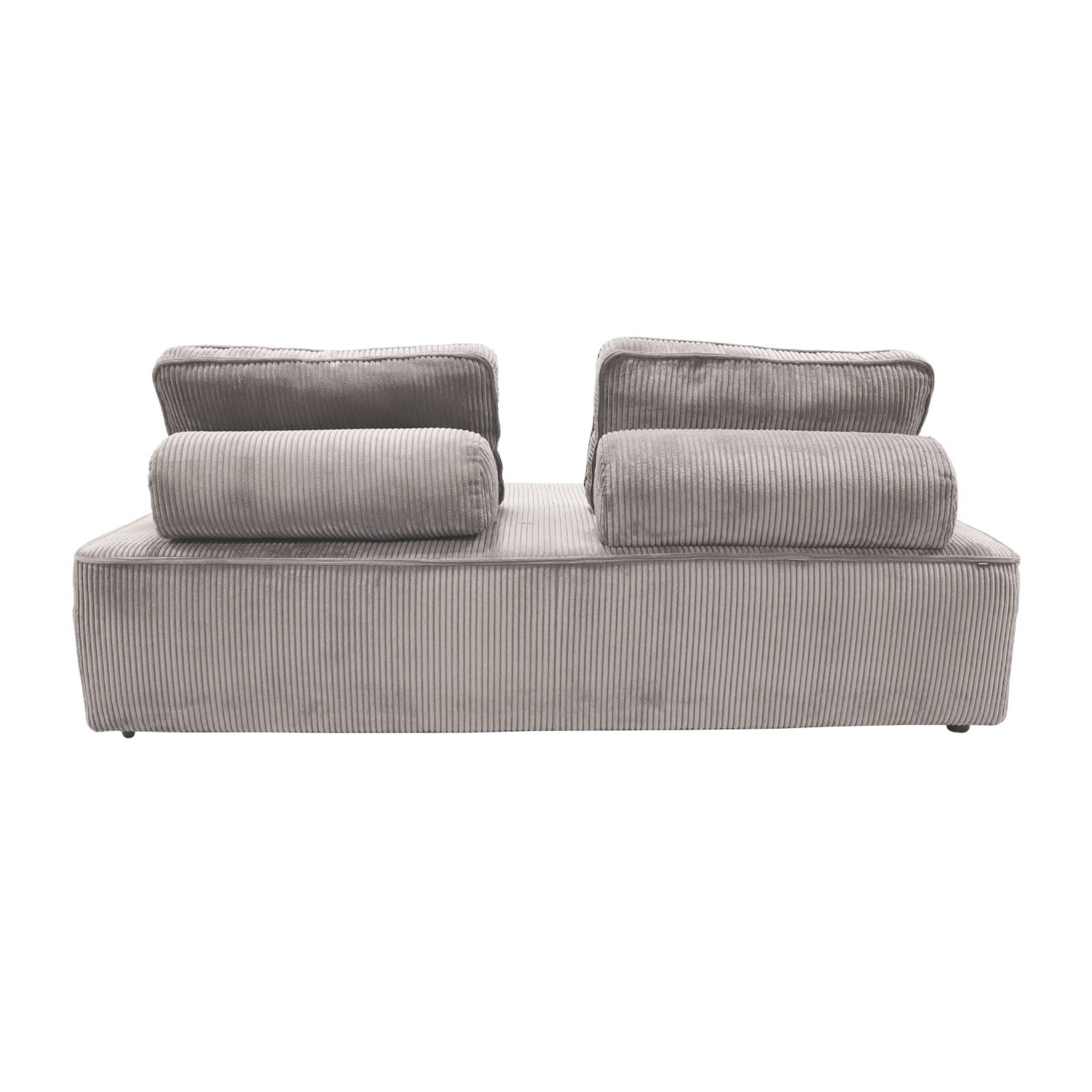 Lot de 2 chauffeuses LAO 2 places pour canapé modulable velours côtelé gris clair. L 180 x P 90 x H 78cm
