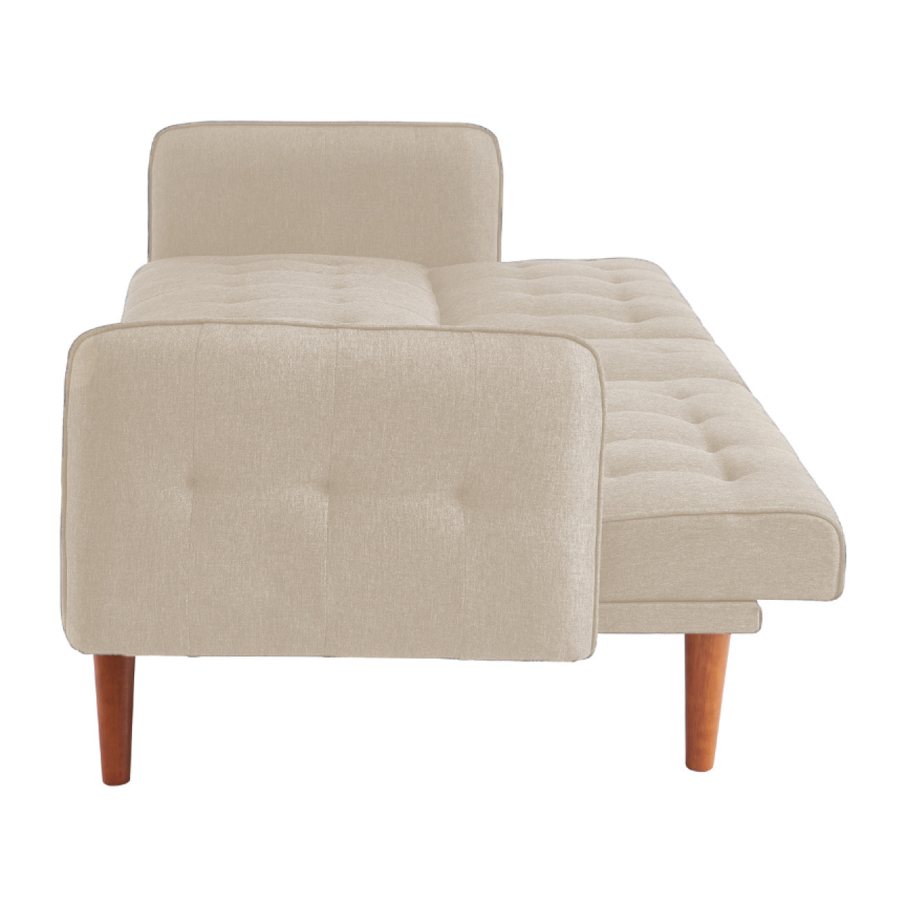 PERTH - Canapé 3 places convertible avec tablette centrale rabattable beige