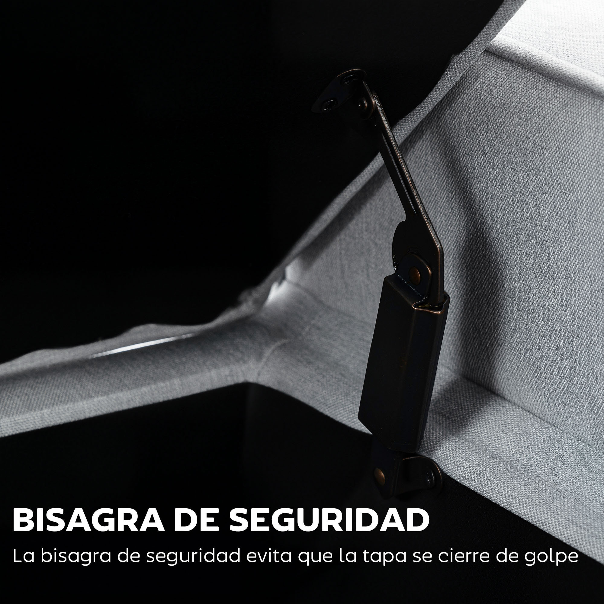 Puff Almacenaje Banco Almacenaje Tapizado en Lino Sintético con Tapa Abatible y Patas de Madera para Dormitorio Salón Entrada Carga 120 kg 120x45x54 cm Gris Claro