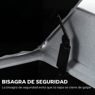 Puff Almacenaje Banco Almacenaje Tapizado en Lino Sintético con Tapa Abatible y Patas de Madera para Dormitorio Salón Entrada Carga 120 kg 120x45x54 cm Gris Claro