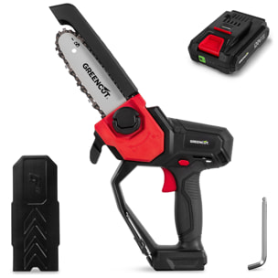 Motosierra de mano con batería de litio de 20V para poda con espada de 152mm, 6" - Greencut GSM200L